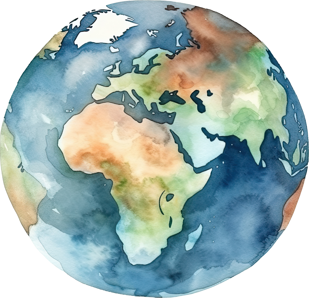 Planet Earth water color illustration.